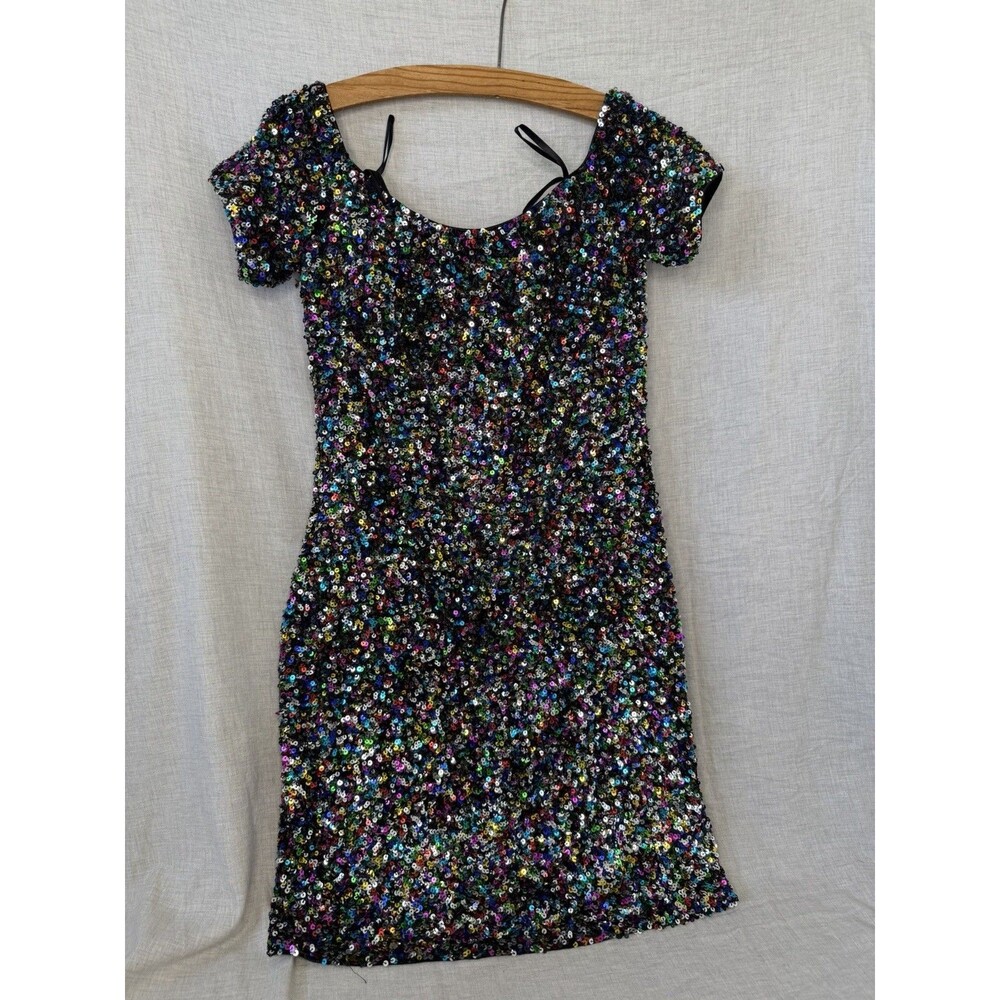 Gianni Bini Cocktail Confetti Sequined Sheath Dress Size 10 Sparkly Party